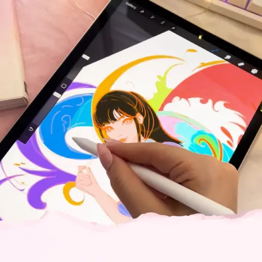 Hand drawing on a tablet
